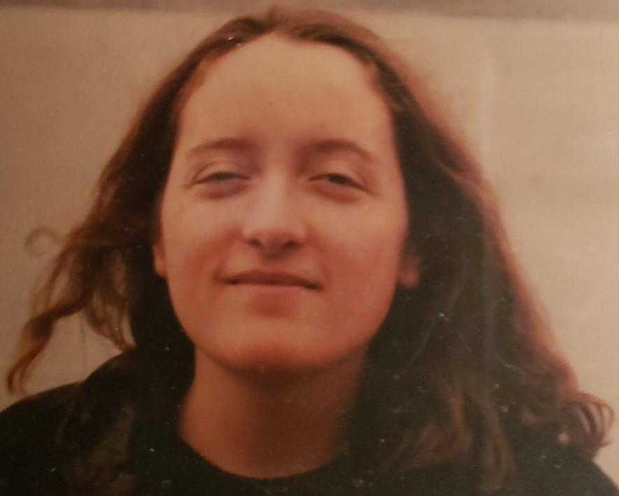 scanned photo of Chantelle Cooper from some decades ago, with background around Golden Gate